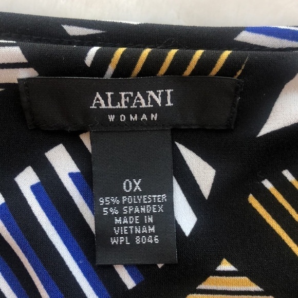 Nwot ALFANI Size 0X Bold Pattern 3/4 Dolman Sleeve Zip Front Professional Top - Picture 7 of 8